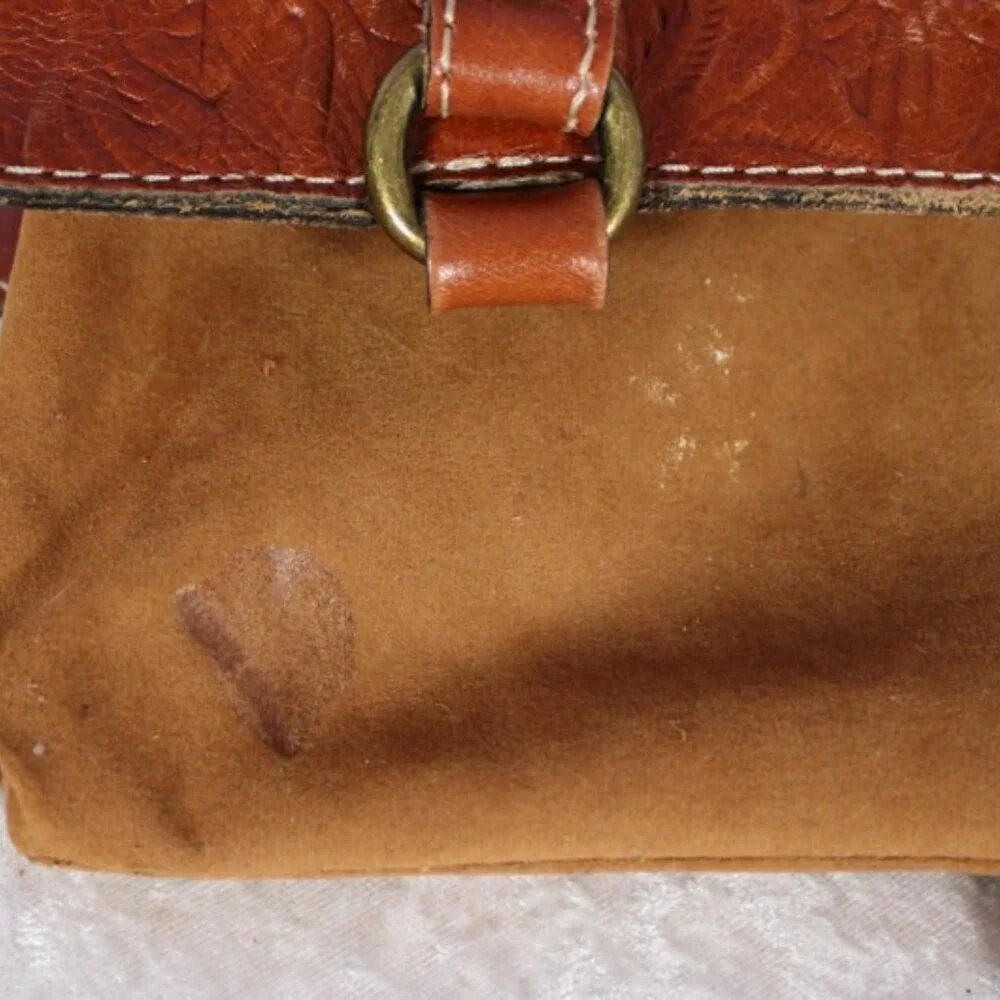 Patricia Nash Tooled Leather Satchel in Cognac Brown